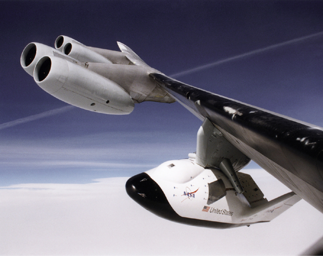 Space History Photo: X-38 on B-52 Wing Pylon